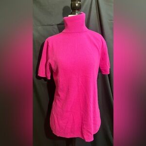 Bellina Hot Pink Wool/Cashmere Blend Turtleneck W/ Short Sleeves!!